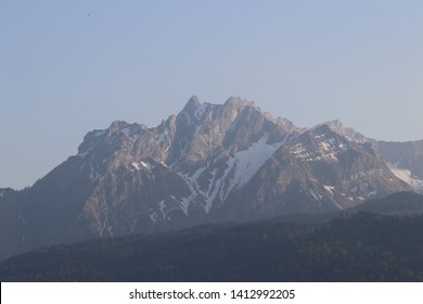 Landscape of swizz mountain with less snow 