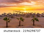 Landscape with three corners fayrouz beach resort at sunrise in Marsa Alam, Egypt