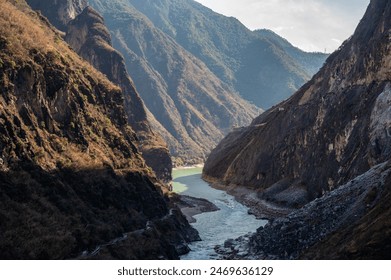 The landscape of Tiger Leaping Gorge in Yunnan province of China. Scenic spot where a tiger is said to have leaped across the river, thus giving the gorge its name. - Powered by Shutterstock