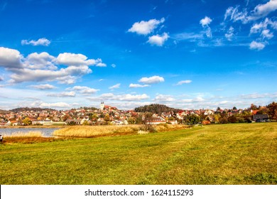 Landscape of Tihany on a Sunny day with few clouds on a blue sky