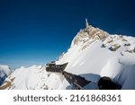 Landscape at the top of Aiguille du Midi in Chamonix Mont Blanc valley, France