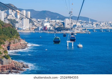 Landscape top view on the cable car in Songdo beach, Busan - Powered by Shutterstock