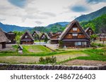 Landscape Traditional and Historical Japanese village Shirakawago in Gifu Prefecture Japan, Gokayama has been inscribed on the UNESCO World Heritage List due to its traditional Gassho-zukuri houses