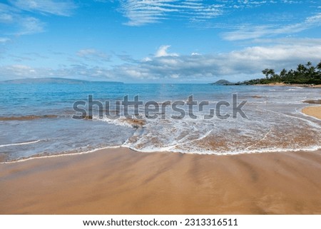 Landscape tranquil beach. Hawaii background, tropical Hawaiian paradise.