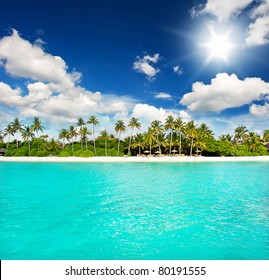 Landscape Of Tropical Island Beach With Perfect Sky