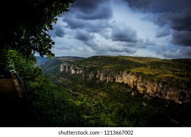 landscape under dark clouds