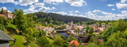Landscape With The Valley With The Town Of Rozmberk Nad Vltavou And The Vltava River, Czech Republic