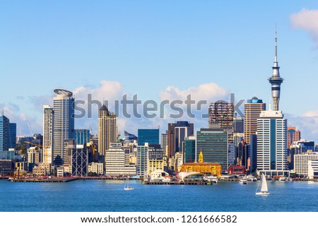Landscape View to Auckland City from Stanley Point Bay, Devonport Auckland New Zealand