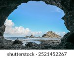 Landscape View Of Beautiful Coastline With Famous Sea Cave And Rocks Of Sleeping Beauty, Pekinese Dog, Ludao, Taitung, Taiwan