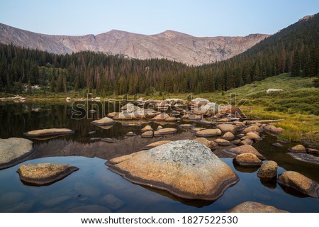 Landscape view of a beautiful lake in the Mount Evans wilderness in Colorado.