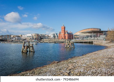 Landscape view of Cardiff Bay, Wales, UK
