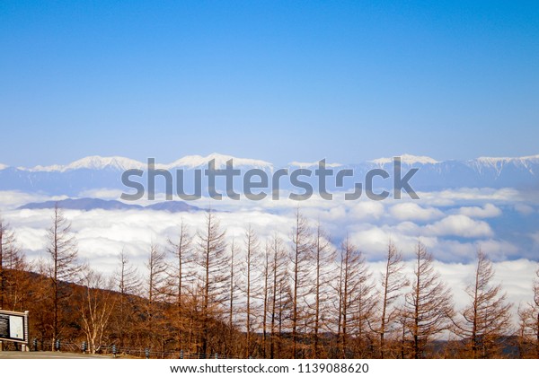 Landscape View cloud line with Japan Alps on 5th\
Station Mt Fuji Japan