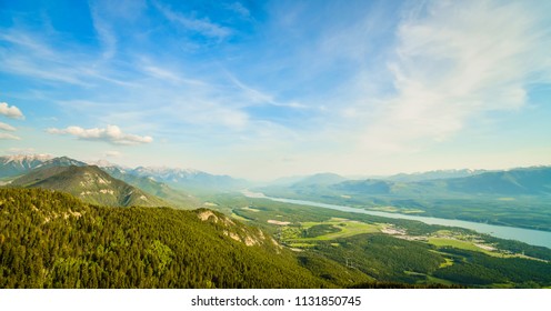 The landscape view of the Columbia Valley from Swansea Mountain near Invermere British Columbia Canada