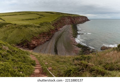 Landscape View Of The Cumbria Coastline And The Cliffs Of The St Bees Headland