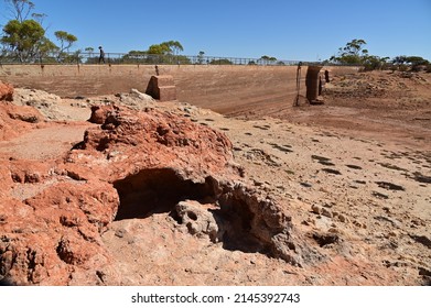 Landscape View Of Empty Niagara Dam Near Kookynie Ghost Town In Western Australia Outback.