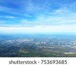 Landscape view from high when viewed from plane window when plane landing