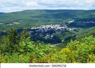 Landscape view of the historic town of Jim Thorpe (formerly Mauch Chunk) in the Lehigh Valley in Carbon County, Pennsylvania, United States
