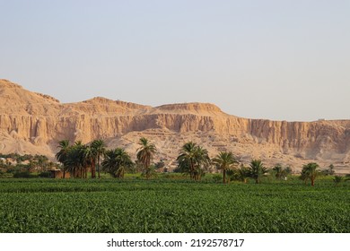 Landscape View For The Mountains Of The West Bank Of Nile In Luxor, Egypt 