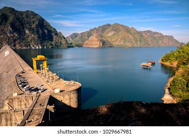 Landscape View Of Nature Vajiralongkorn Dam Kanchanaburi Thailand 