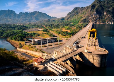 Landscape View Of Nature Vajiralongkorn Dam Kanchanaburi Thailand 