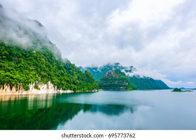 Landscape View Of Nature Vajiralongkorn Dam Kanchanaburi Of Thailand