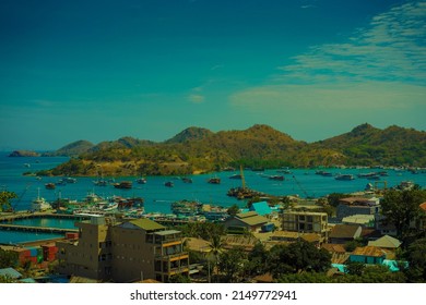 A Landscape View Phinisi Ship In Labuan Bajo