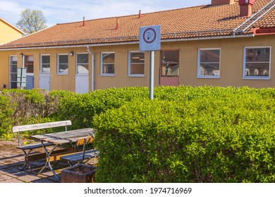 Landscape View Of Rest Place With No Smoking Sign Near Hospital. Sweden.