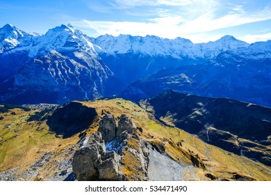 Landscape View From The Schilthorn Mountain In Switzerland