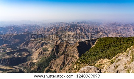 Landscape view of the Simien Mountains National Park in Northern Ethiopia Stock photo © 