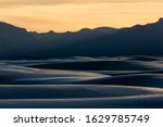 Landscape view of the sunset in White Sands National Park near Alamogordo, New Mexico.