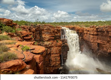 Landscape  View At The Top Of One Of The Twin King George Falls In Flood, Kimberley, Australia