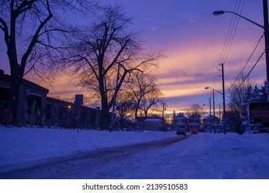 Landscape View Of Toronto East York Neighborhood After The Severe Snowstorm In Winter, Photo Was Taken From East York, Toronto. The Photo Was Taken In East York On 17 January, 2022