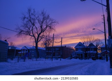 Landscape View Of Toronto East York Neighborhood After The Severe Snowstorm In Winter, Photo Was Taken From East York, Toronto. The Photo Was Taken In East York On 17 January, 2022