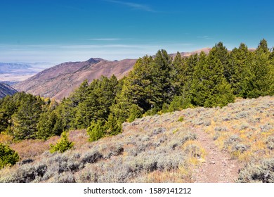 Landscape Views Of Tooele From The Oquirrh Mountains Hiking And Backpacking Along The Wasatch Front Rocky Mountains, By Kennecott Rio Tinto Copper Mine, By The Great Salt Lake In Fall. Utah, America.