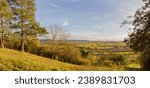 Landscape with the village of Wendelsheim, near Rottenburg am Neckar, Baden-Wuerttemberg, Germany, during autumn, panoramic view