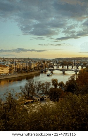 Similar – Moldau mit ihren Brücken und der Stadt Prag