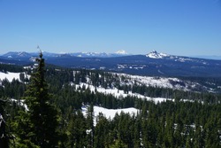 Landscape With Volcanoes And Snow - Viewpoint In Crater Lake National Park - Oregon