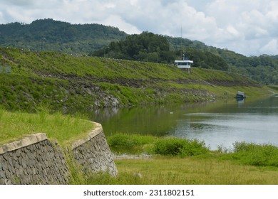 Landscape of the Wadaslintang Reservoir, one of the most popular tours in Wonosobo, Indonesia - Shutterstock ID 2311802151