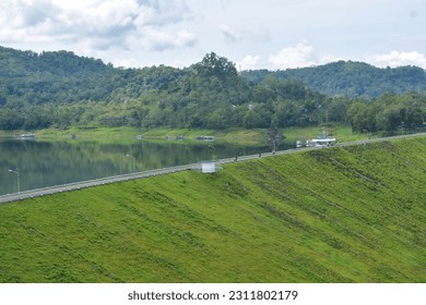 Landscape of the Wadaslintang Reservoir, one of the most popular tours in Wonosobo, Indonesia - Shutterstock ID 2311802179