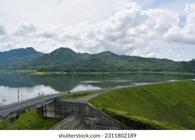 Landscape of the Wadaslintang Reservoir, one of the most popular tours in Wonosobo, Indonesia - Shutterstock ID 2311802189