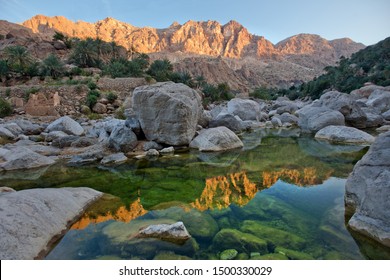 Landscape Of Wadi Oasis In Oman