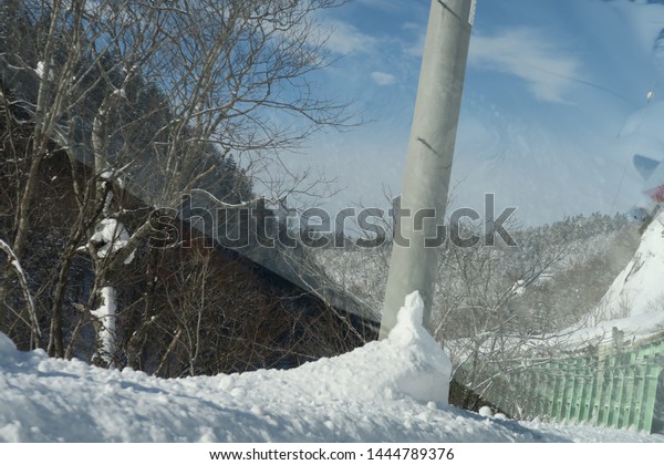 Landscape of winter\
tunnel in Hokkaido\
Japan