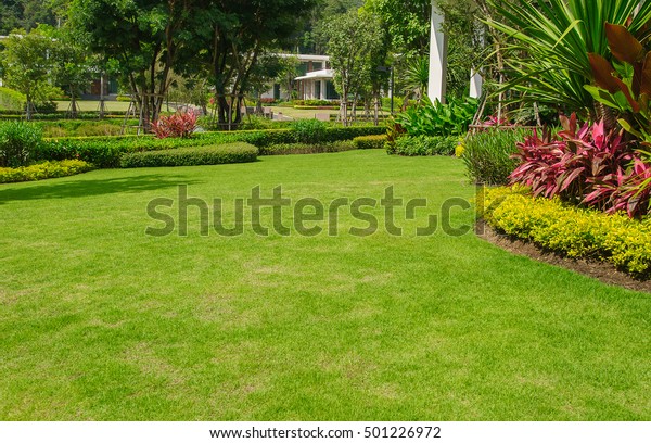 Landscaped Formal Front Yard Garden Design Stock Photo (Edit Now) 501226972