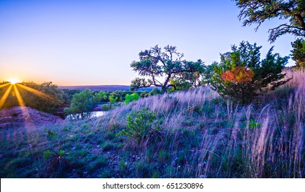 Landscapes Around Willow City Loop Texas At Sunset