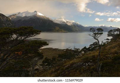 Landscapes Of The Darwin Mountain Range, Parry Fjord, Chilean Patagonia. Inospito And Hostile Place. Oceano Pacifico, South América. 