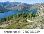 Landscapes of Peneda Geres National Park, North Portugal, view of the mountains, rivers and trees, selective focus