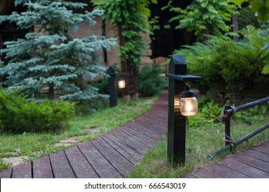 Landscaping with lantern background