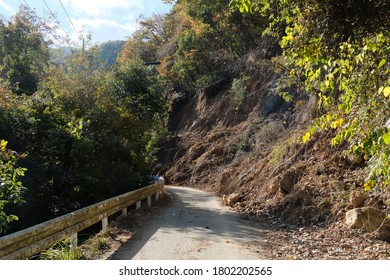 Landslide At Forest Road, Japan 