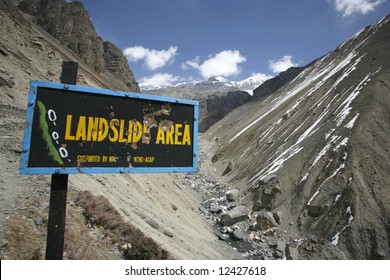 Landslide Prone Area On Annapurna Circuit, Nepal