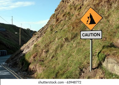 A Landslide Sign In County Kerry Ireland